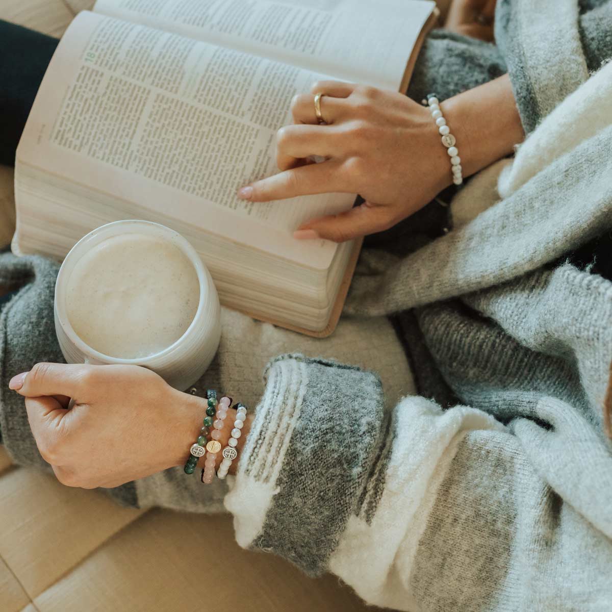 Wake Up and Pray Meditation Bracelet - White Howlite