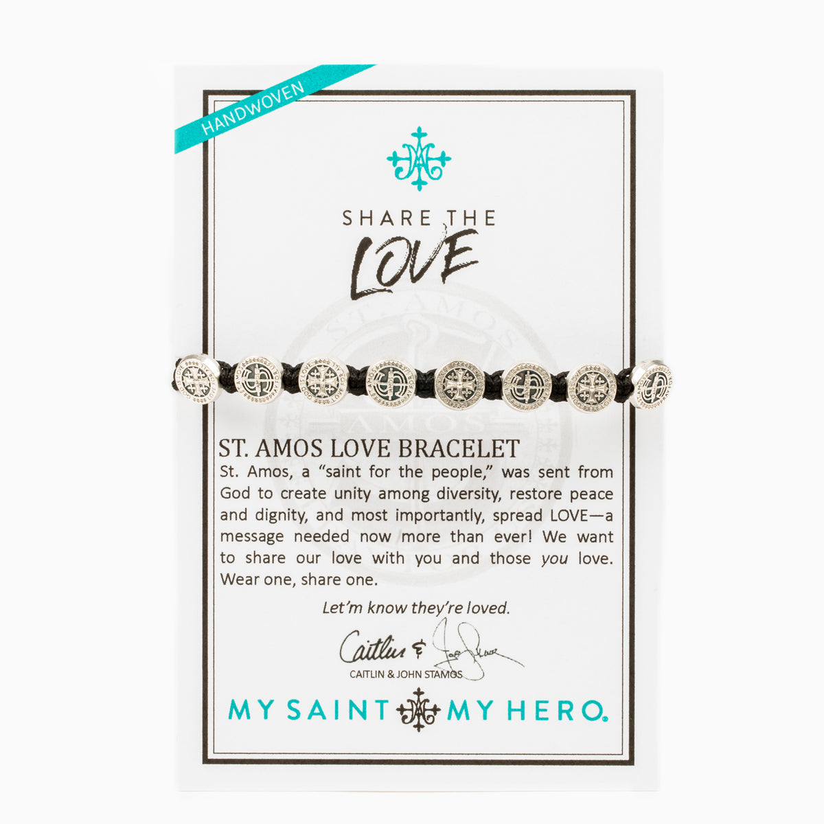 In exclusive partnership with Caitlin and John Stamos, My Saint My Hero is proud to produce the St. Amos Share the Love Bracelet with a portion of proceeds dedicated to the non-profit, Childhelp.

St. Amos, a “saint for the people,” was sent from God to