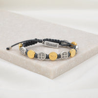 Benedictine Blessing Bracelet Slate Cording Mixed Saint Benedict Medals