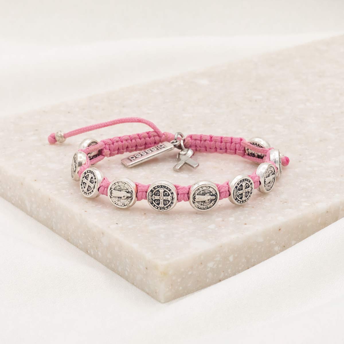 Little Words Project Keep Going Breast Cancer Crystal Bead Stretch Bracelet  | The Paper Store