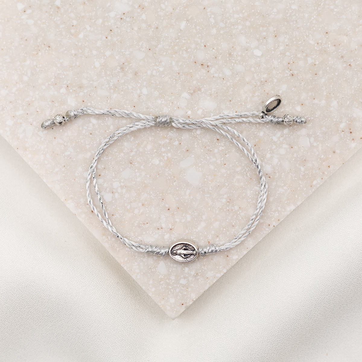 Say Yes Miraculous Mary Bracelet petite metallic sliver slipknot bracelet