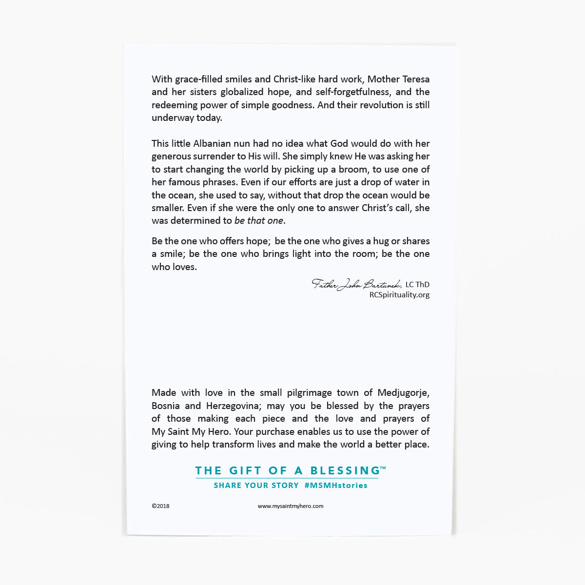 Be the One Card Back Written by Father John Bartunek LC ThD