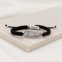 Wing of Protection Bracelet Black/Silver Handcrafted in Medjugorje