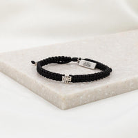 Wonderfully Made Woven Cross Bracelet Silver Cross Silver Faith Charm Tag