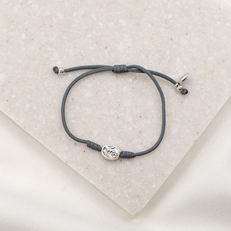 Archangel Michael Protection Bracelet Slate Cording Silver Medal