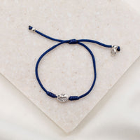 Archangel Michael Protection Bracelet Navy Cording Silver Medal