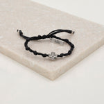 Surrender Prayer Bracelet black knotted cording silver tone faith tag and cross