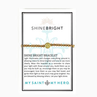 Shine Bright Crystal and Benedictine Blessing Bracelet on inspirational product card