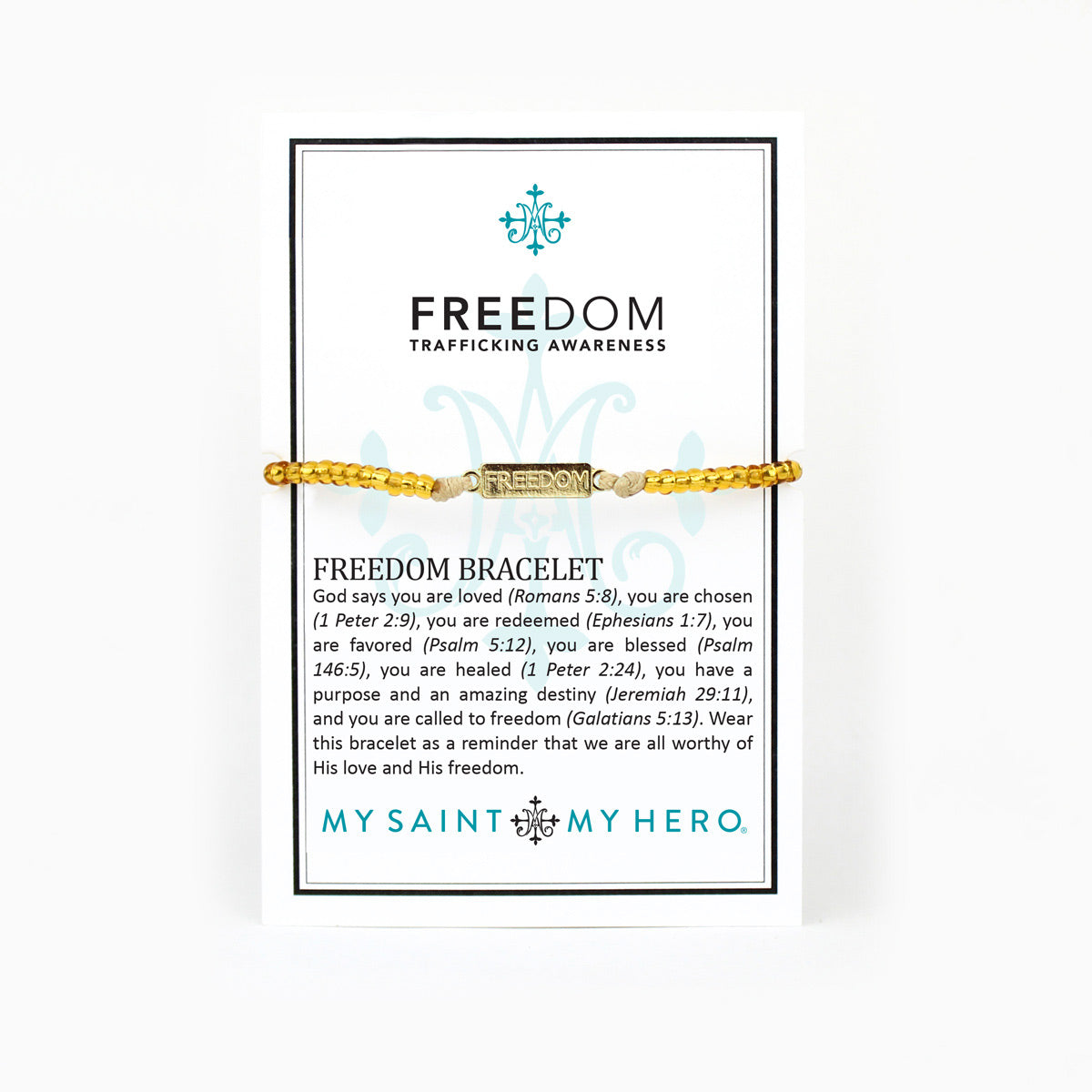 Beaded Freedom Trafficking Awareness Bracelet on Inspirational Card 