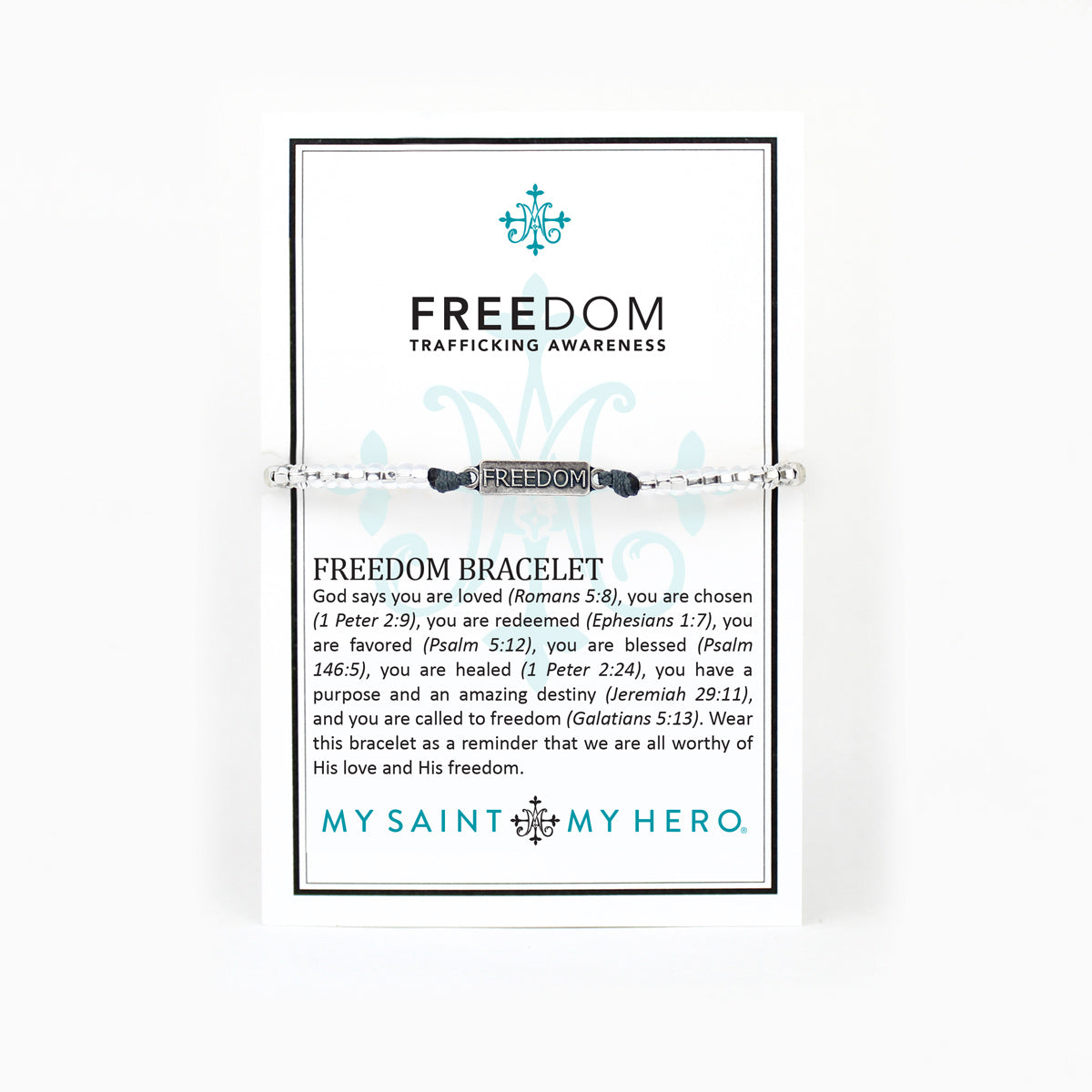 Beaded Freedom Trafficking Awareness Bracelet on Inspirational Card 