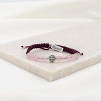 Wake Up and Pray Meditation Bracelet Rose Quartz Silver