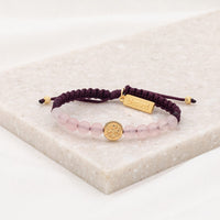 Wake Up and Pray Meditation Bracelet Rose Quartz Gold