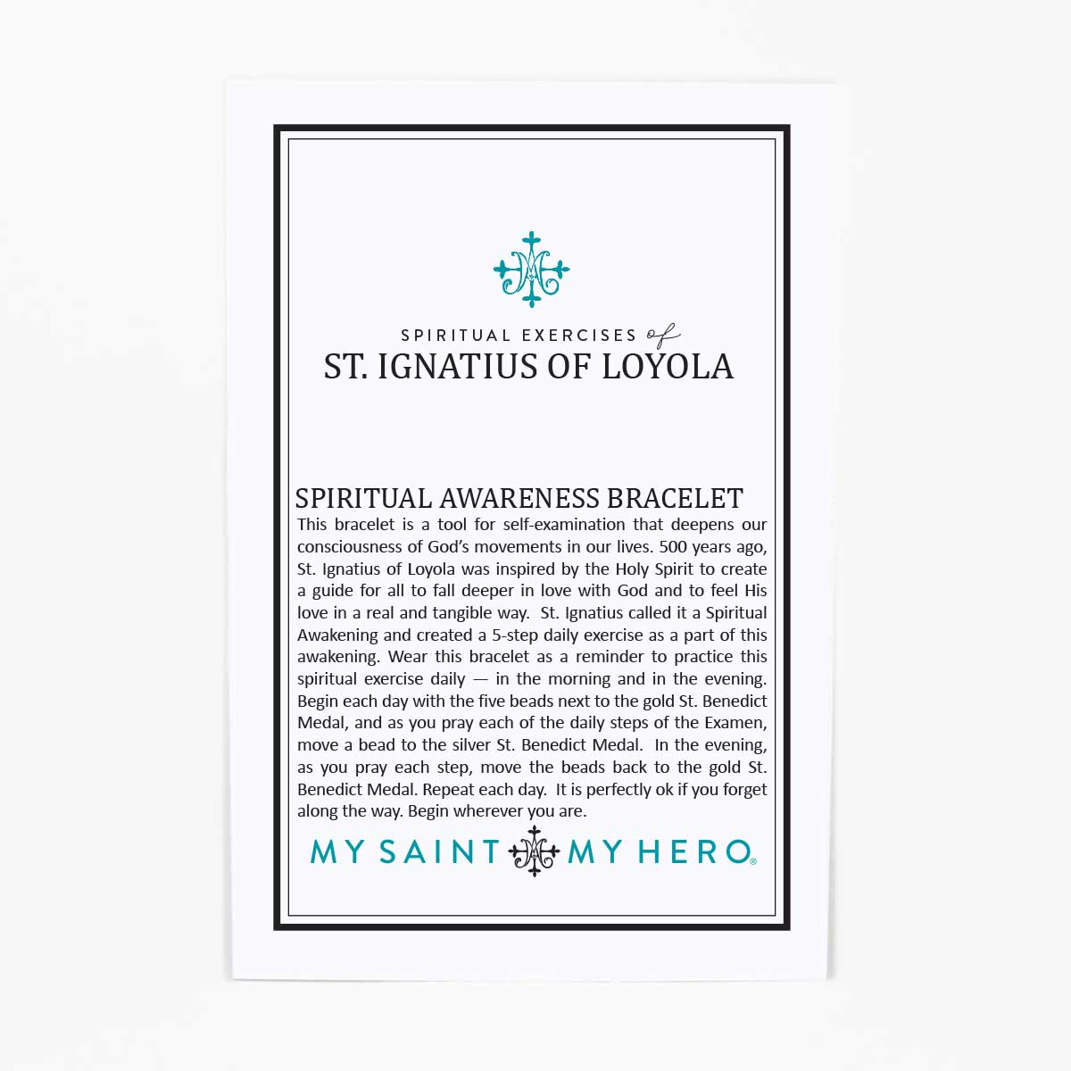 St. Ignatius of Loyola Spiritual Awareness Bracelet inspirational card front