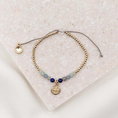 Prewett Family Virtues Bracelet with Gemstones and a St. Benedict Medal in gold tone
