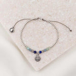 Prewett Family Virtues Bracelet with Gemstones and a St. Benedict Medal in silver tone