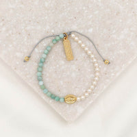 Mother Mary, Mother Me Blessing Bracelet - Gold and Amazonite