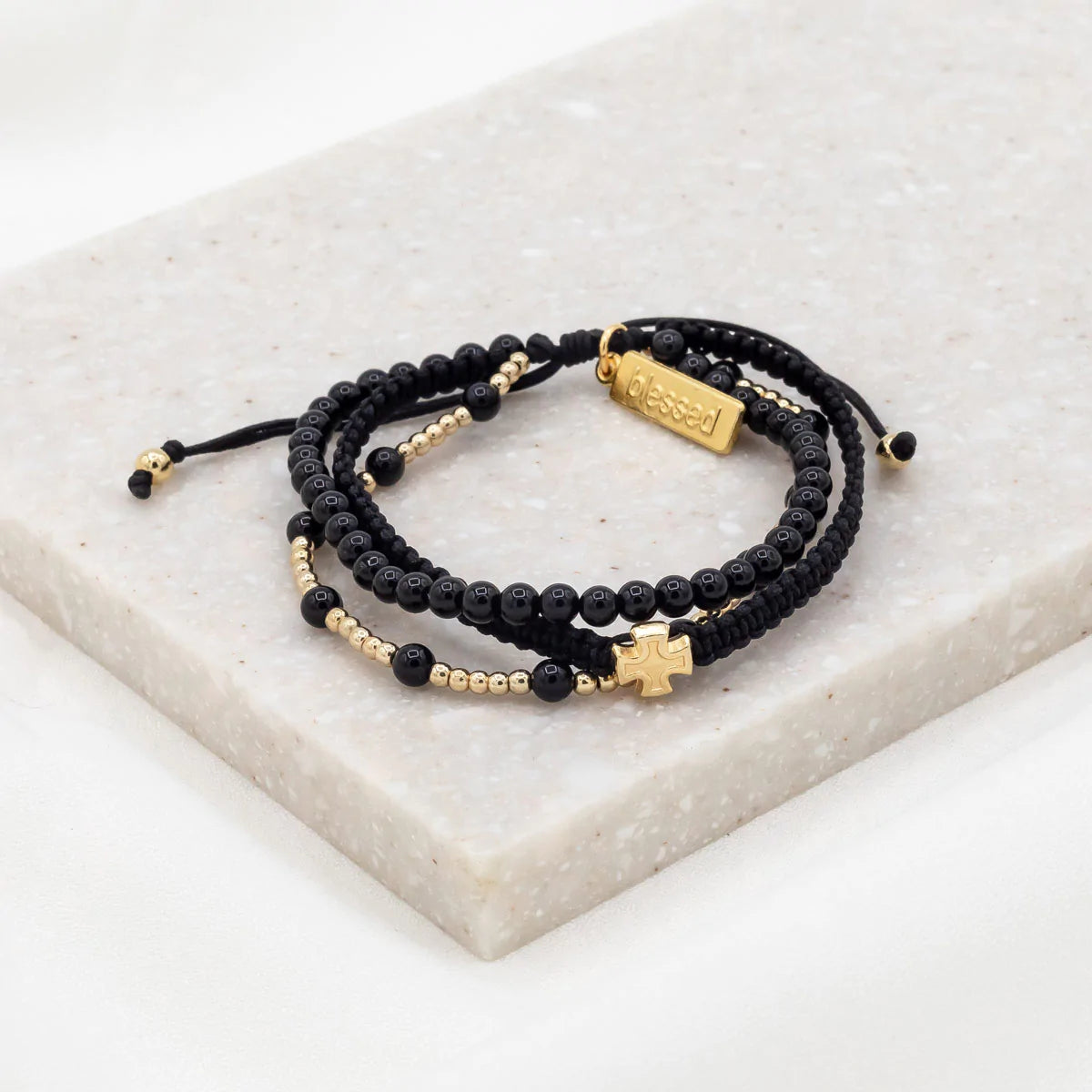 Be Still Prayer Bracelet - Black Agate
