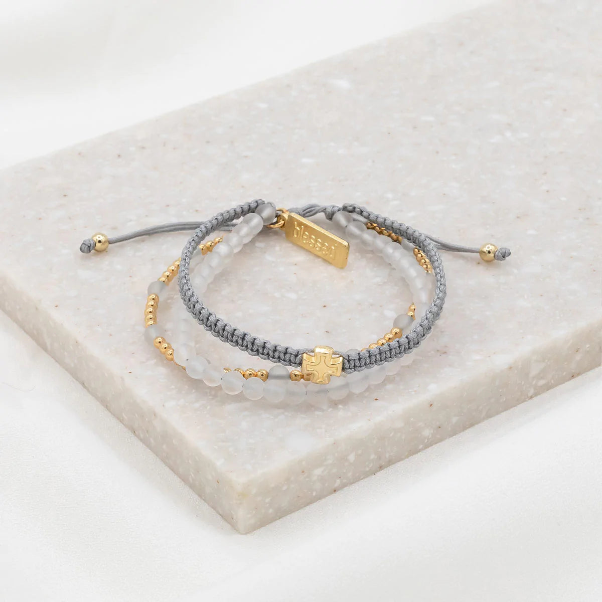 Be Still Prayer Bracelet - Frosted Quartz