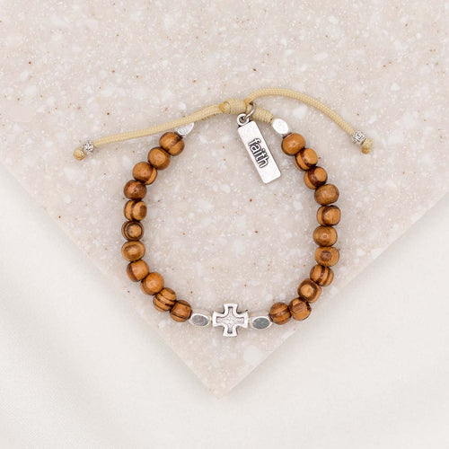 Rooted in Faith Wooden Bead Blessing Bracelet