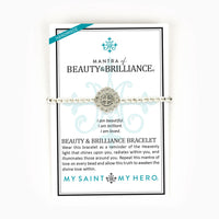 Mantra of Beauty & Brilliance Bracelet silver tone on inspirational card