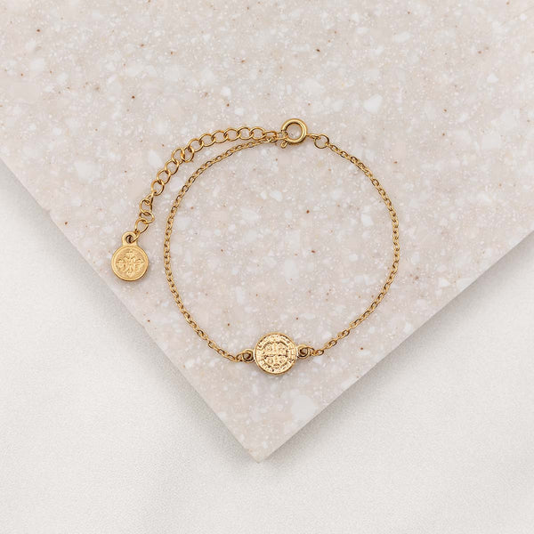My Saint My Hero Breathe Chain Bracelet – Gold-Tone Benedictine Medal, Adjustable 6.5 Inch Inspirational Bracelet - View #13