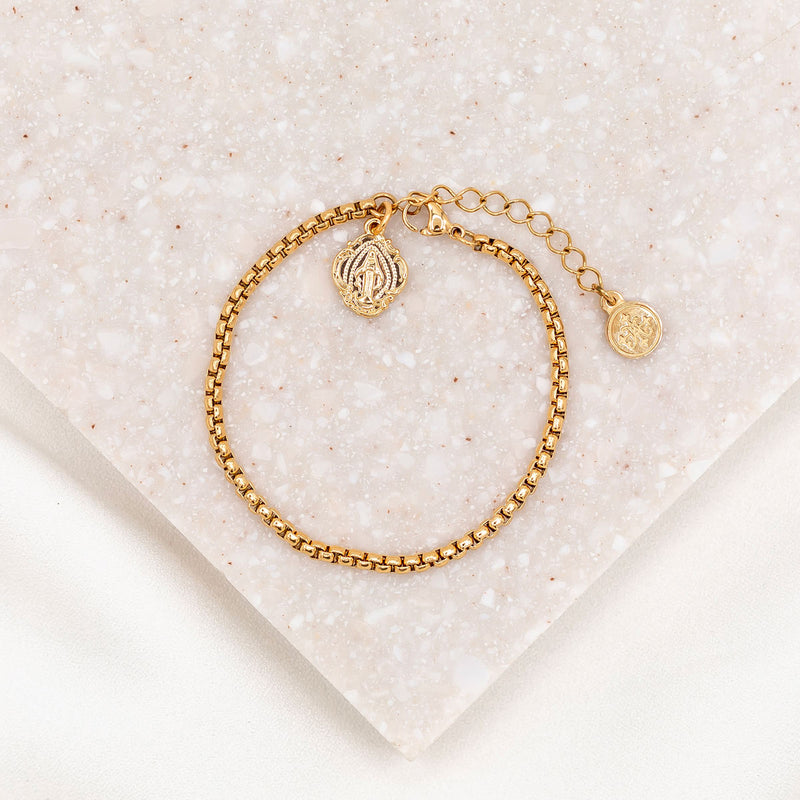 Miraculous Marian Consecration Bracelet gold chain and mary charm