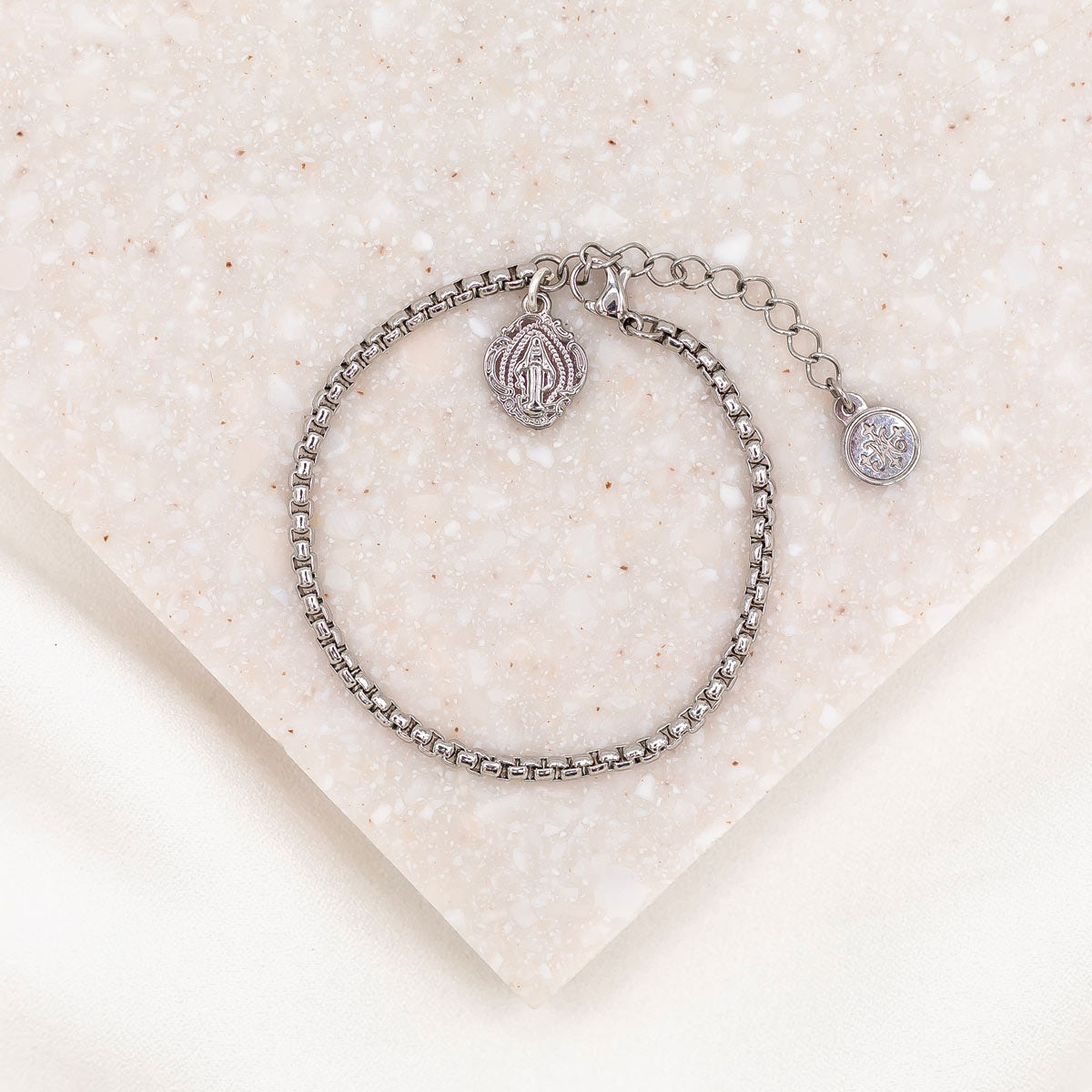 Miraculous Marian Consecration Bracelet silver chain and mary charm