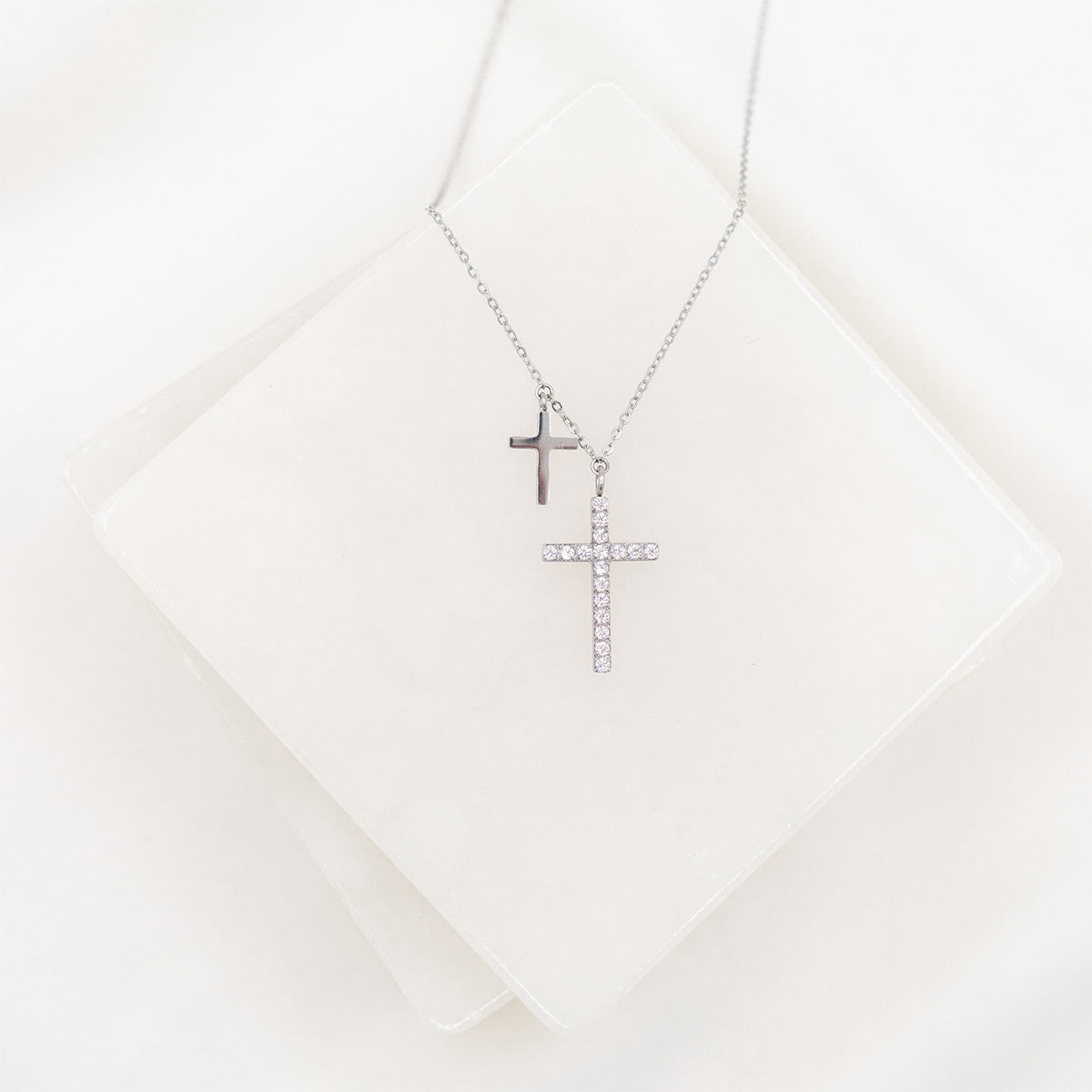 Walk by Faith Necklace | Cubic Zirconia Cross Necklace – My Saint