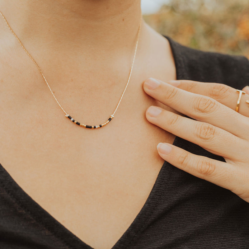 Ethic Goods Women's Dainty Stone Morse Code Necklace [friend] : Target