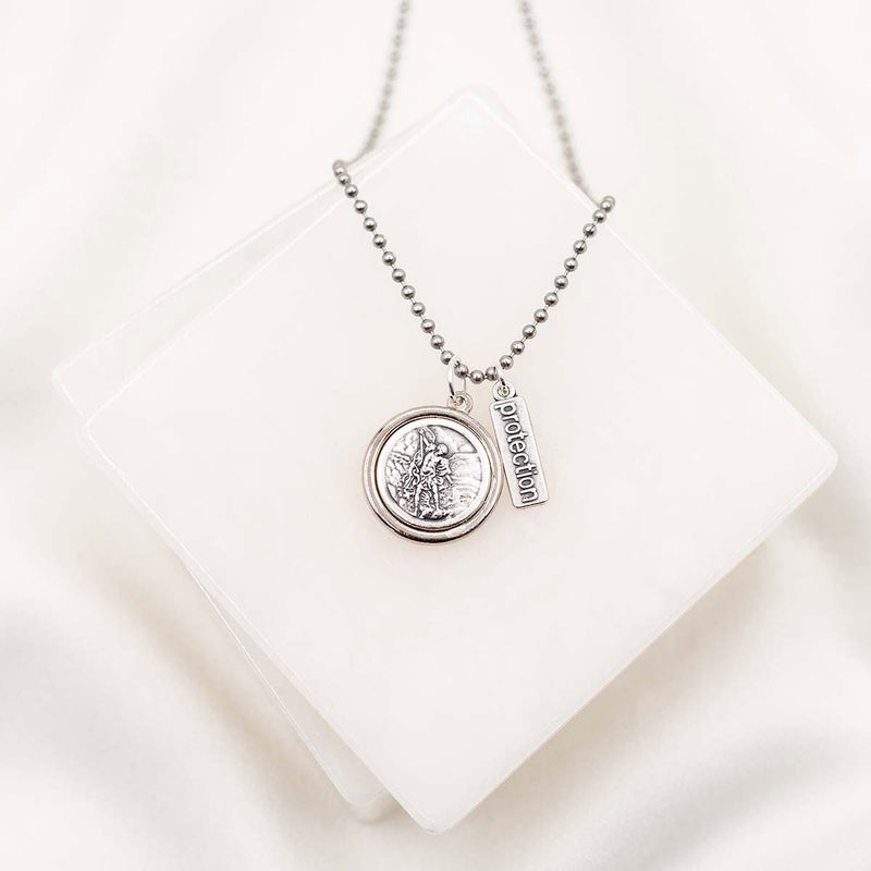 Buy Silver St Christopher Protect Us Necklace for Men & Women Online in  India - Etsy