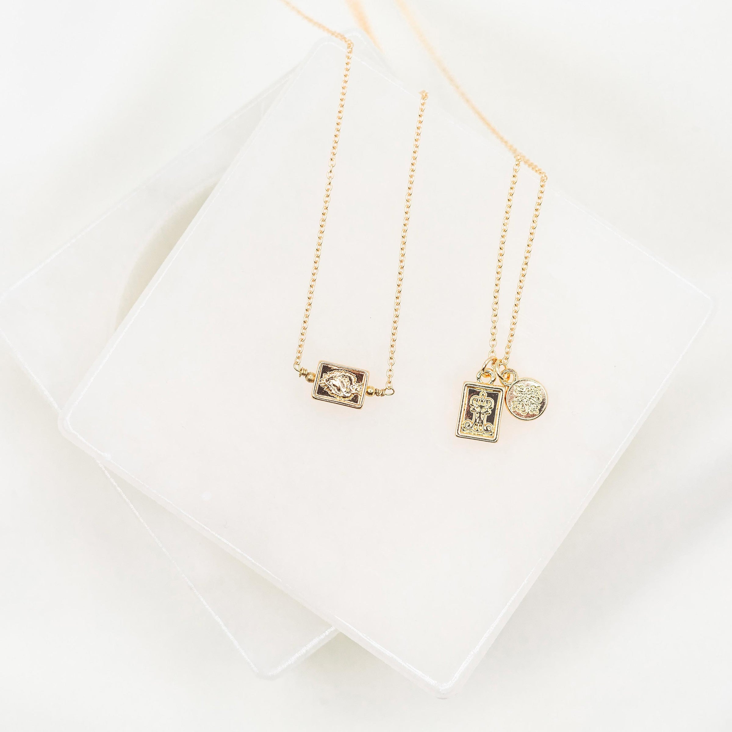 Garment of Grace Petite Scapular Necklace gold tone