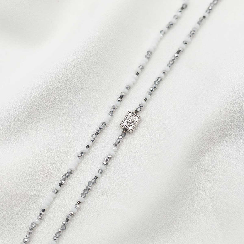 My Saint My Hero Serenity Morse Code Rope Necklace - Silver/Pink