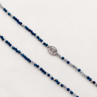 close up of Archangel Michael Medal Archangel Michael Protection Morse Code Prayer Rope Necklace