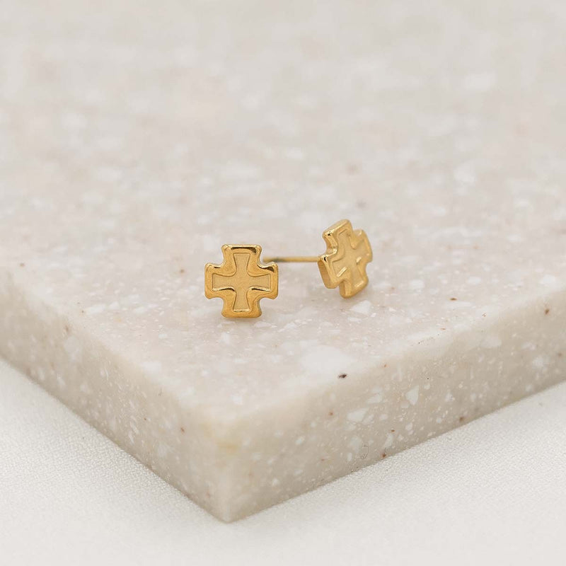 Dainty Faith Stud Earrings Gold dipped 1/2" crosses