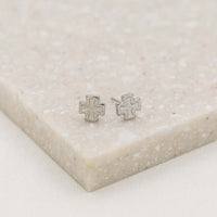 Dainty Faith Stud Earrings -Silver dipped 1/2" crosses