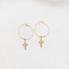 Faith Petite Cross Cubic Zirconia Hoop Earrings gold tone