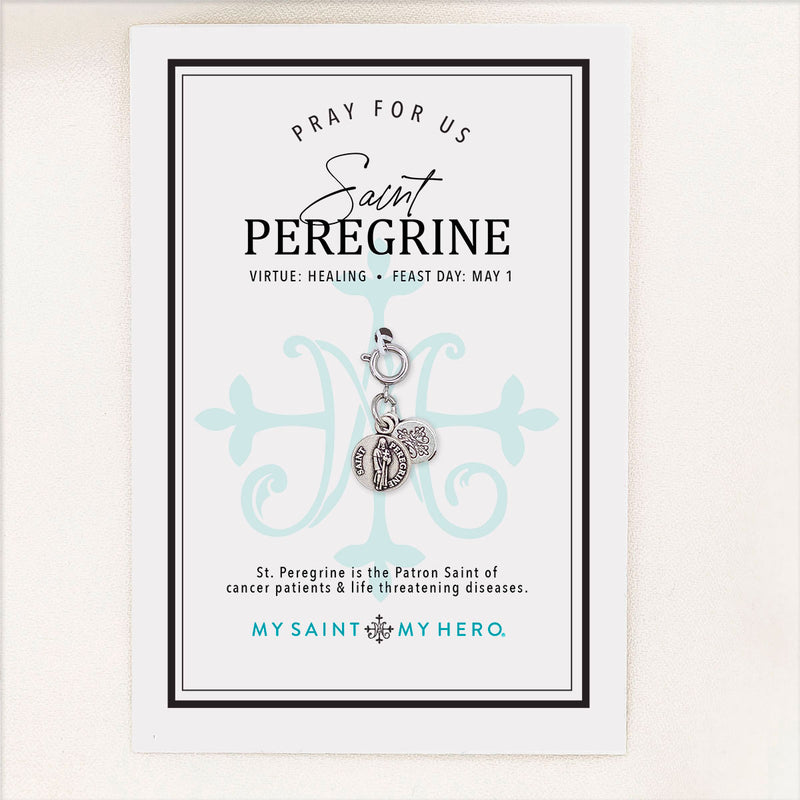 St. Peregrine Medal silver tone 10 mm on inspirational card