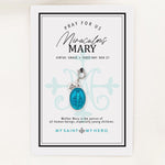 Miraculous Mary Blue Enamel Medal on inspirational card