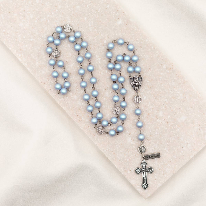 Blue Austrian crystal pearl rosary