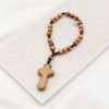 HOLY LAND PEACE POCKET Olive Wood Beads and Cross CHAPLET