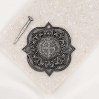 Iron Forged House Blessing Medallion - Saint Benedict Medal with rustic nail
