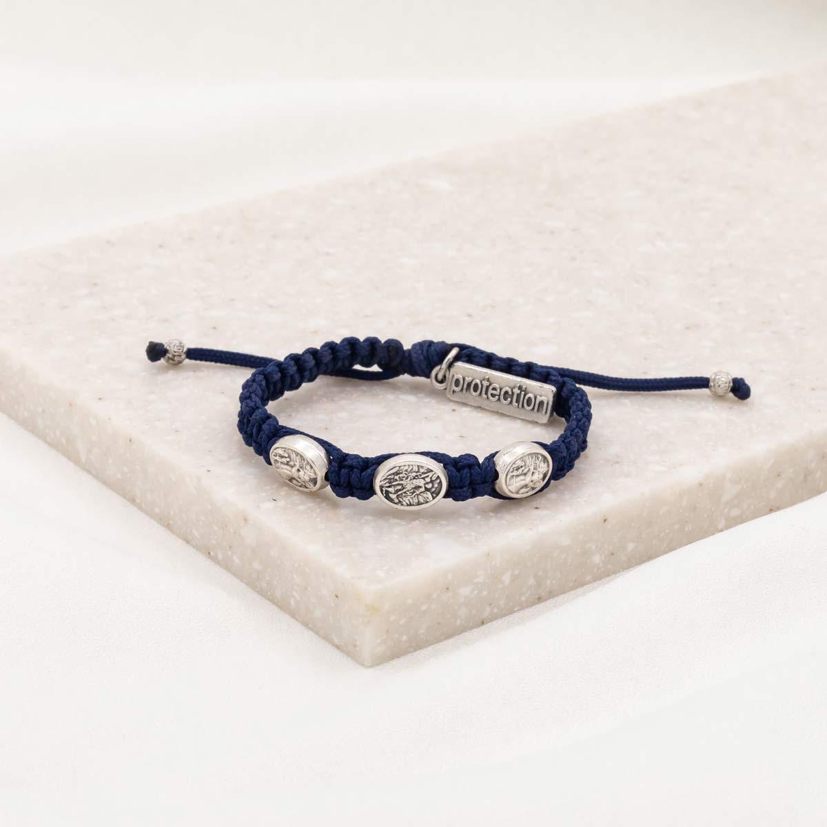 Protection for Kids Archangel Michael handwoven blessing bracelet navy/silver