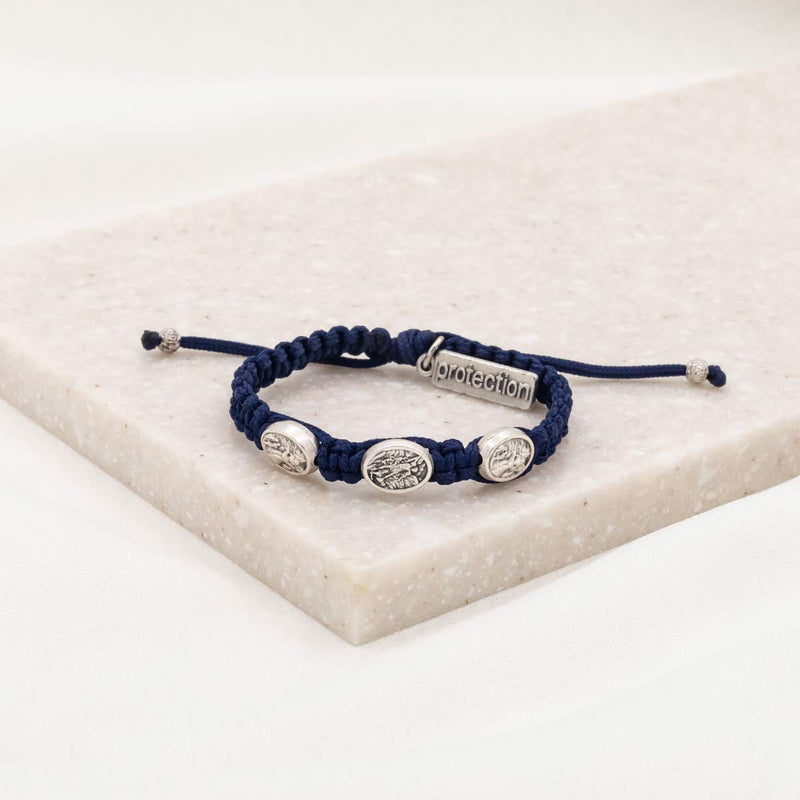 Protection for Kids Archangel Michael handwoven blessing bracelet navy/silver