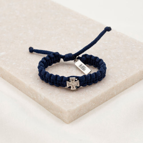 Strength Bracelet for Kids and Teens navy silver