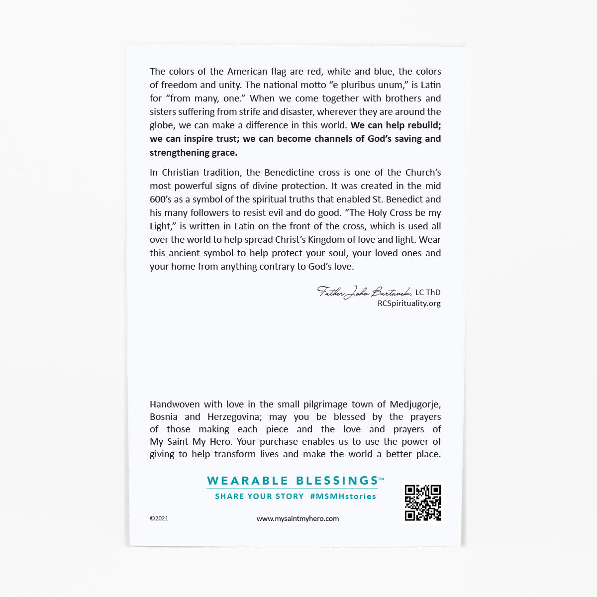 God Bless America Bracelet for Kids and Teens card back