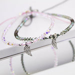 Premium Crystal pink and gray beaded bracelets with angel wing charms