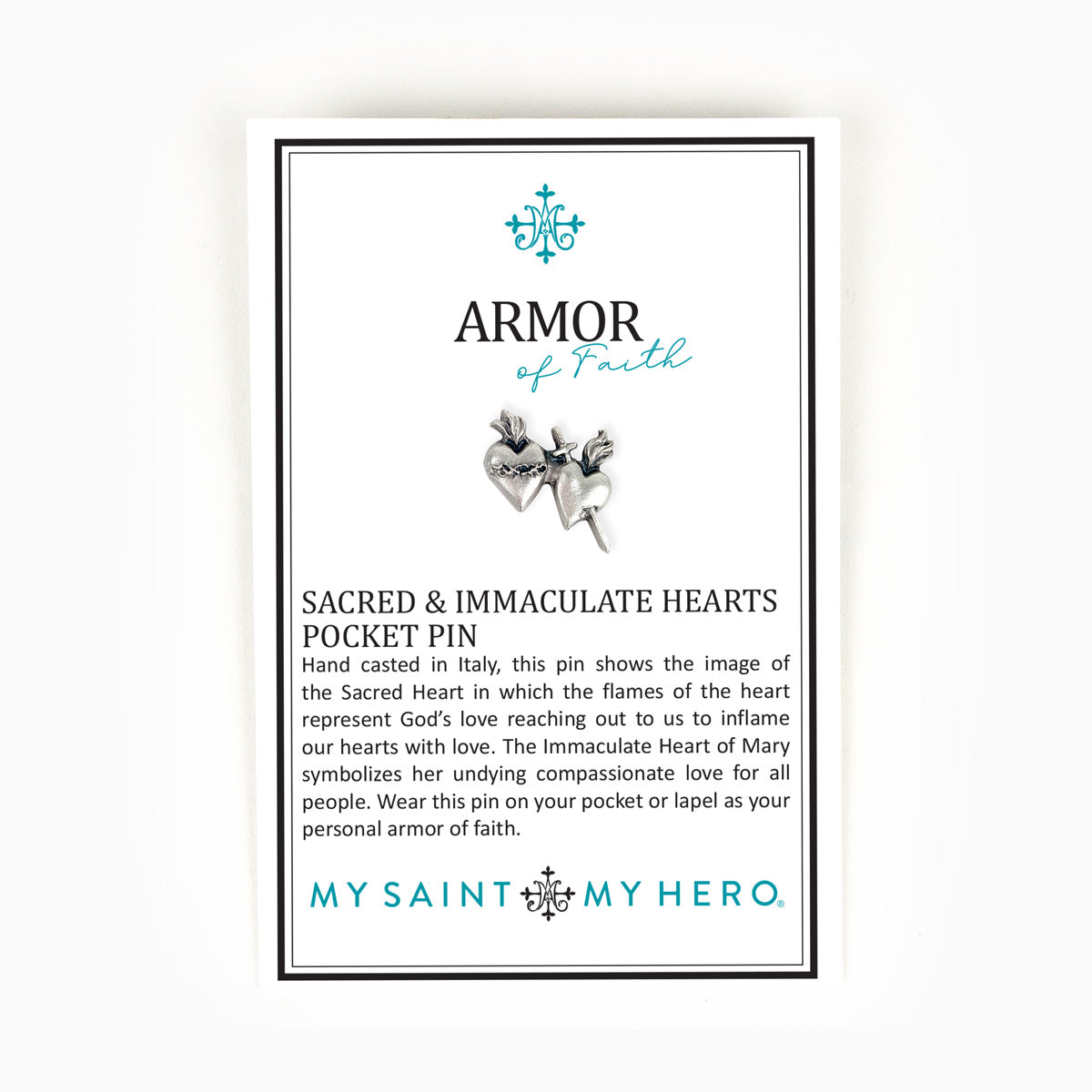 Armor of Faith Pocket Pin on it's inspirational card
