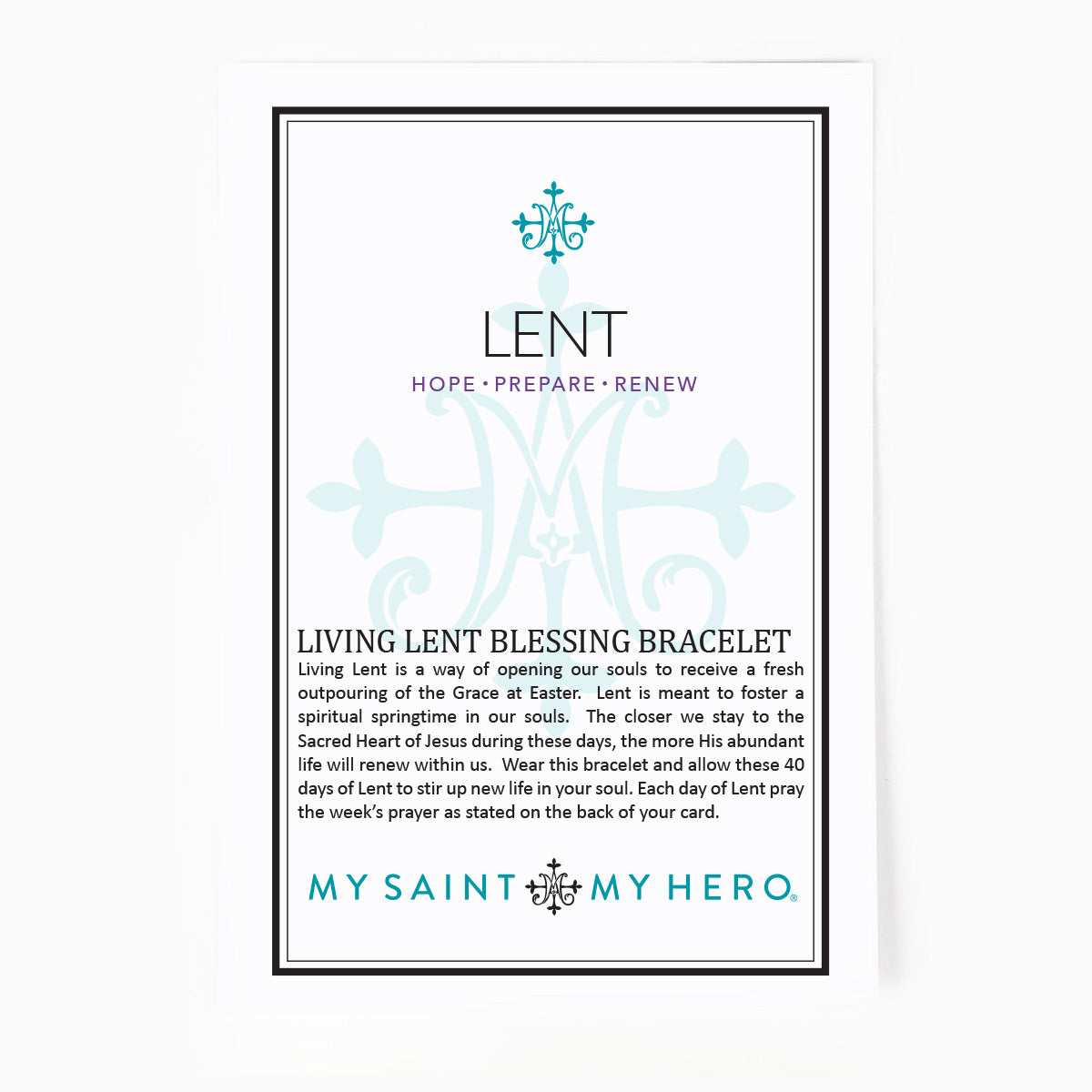 Living Lent Blessing Bracelet Inspirational Card Front