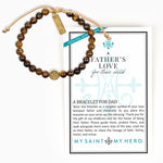 A Father's Love for their Child Tiger's Eye Gemstone Blessing Bracelet for Dad John Stamos Collection with an inspirational card