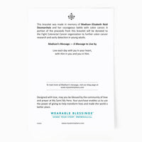 Angelic Light Card Back with Give Back to Colon Cancer Research Information